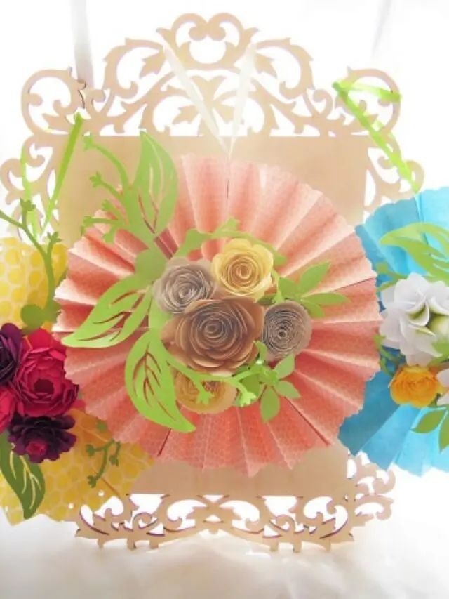 DIY Paper Rosette Hanging Fan with Decorative Paper Flowers Story