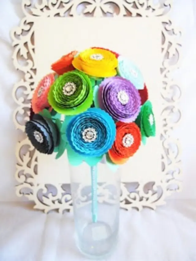 Rainbow Rolled Rosette Paper Flower Story