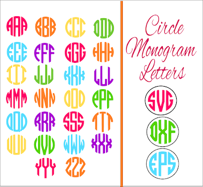Free circle monogram letters. SVG circle monogram letters.