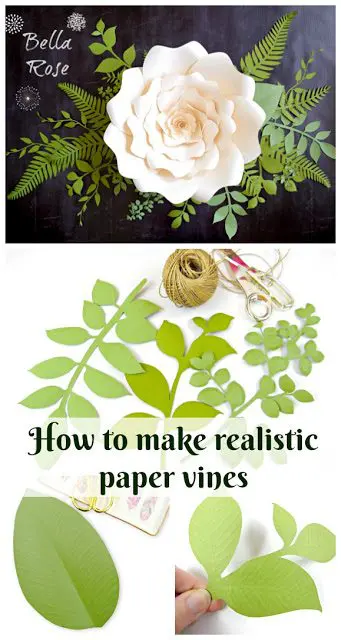 How to make realistic paper vines and leaves. DIY paper flowers. Paper crafts. Free SVG cut files.