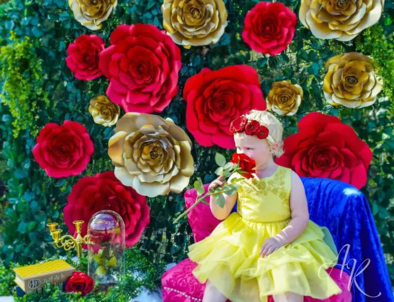 Enchanting Beauty & the Beast Paper Flower Photo Backdrop