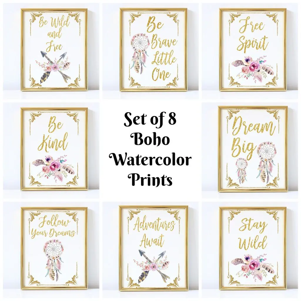 Bold Watercolor Boho Wall Art Prints – Freebie Friday