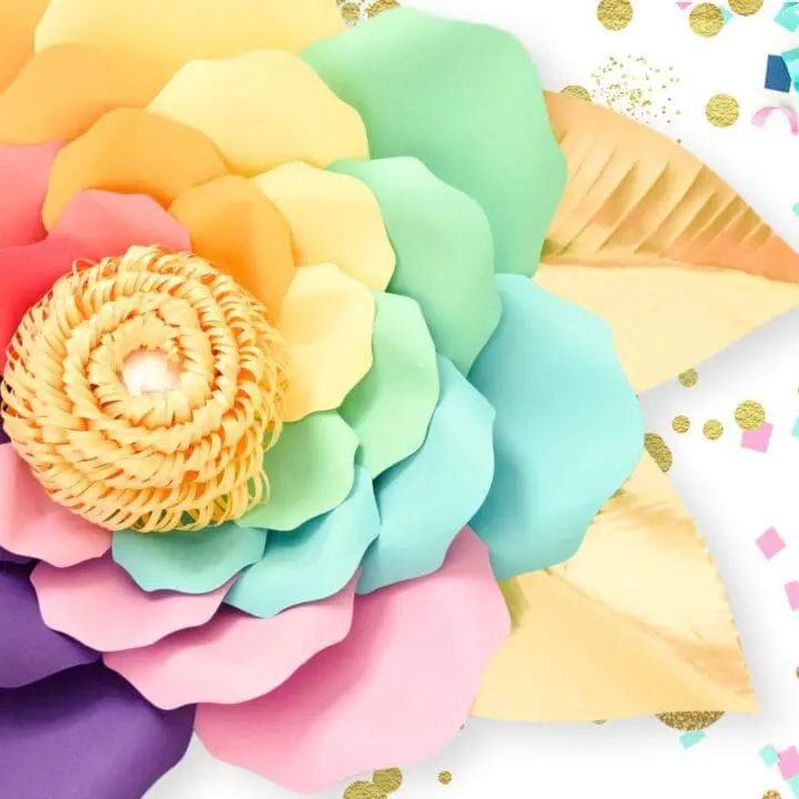 DIY Iris Unicorn Rainbow Flowers- Large Rainbow Paper Flowers