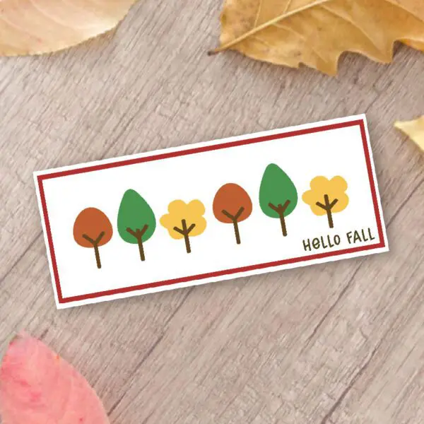 Hello Fall slimline card. Free SVG for Cricut. 