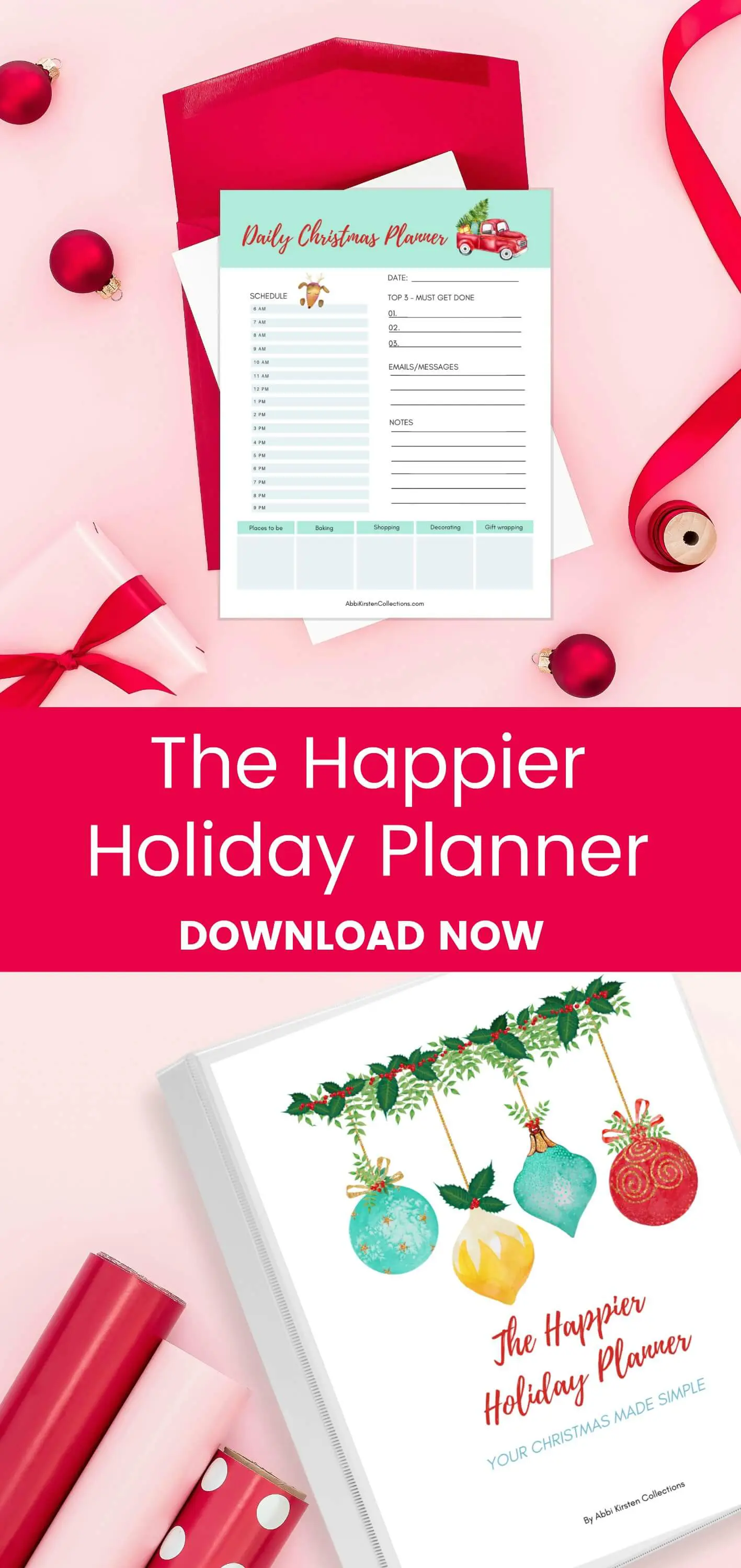 Christmas Holiday Planner: The Happier Holiday Printable Planner is everything you need to get organized and stay stress free this holiday season!