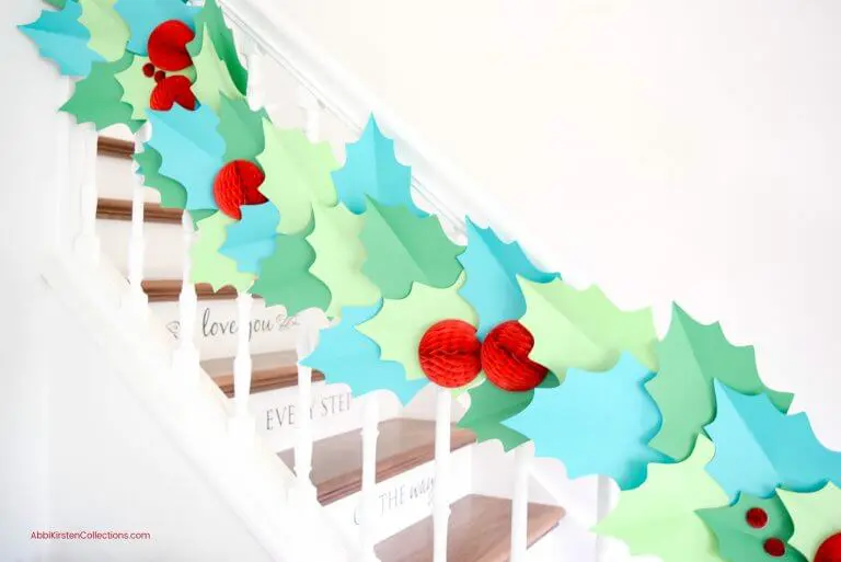 DIY Christmas Garland – How to Make Giant Paper Holly Garland