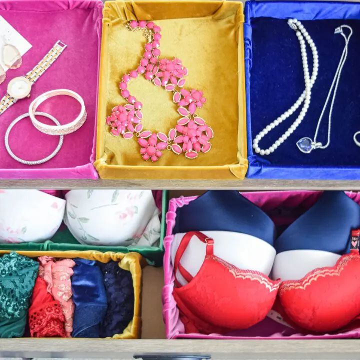 Repurposed DIY Cardboard and Velvet Fabric Storage Boxes