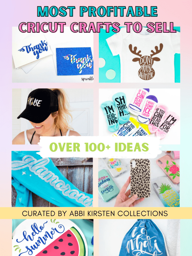 A photo collage of Cricut crafts that can be sold.