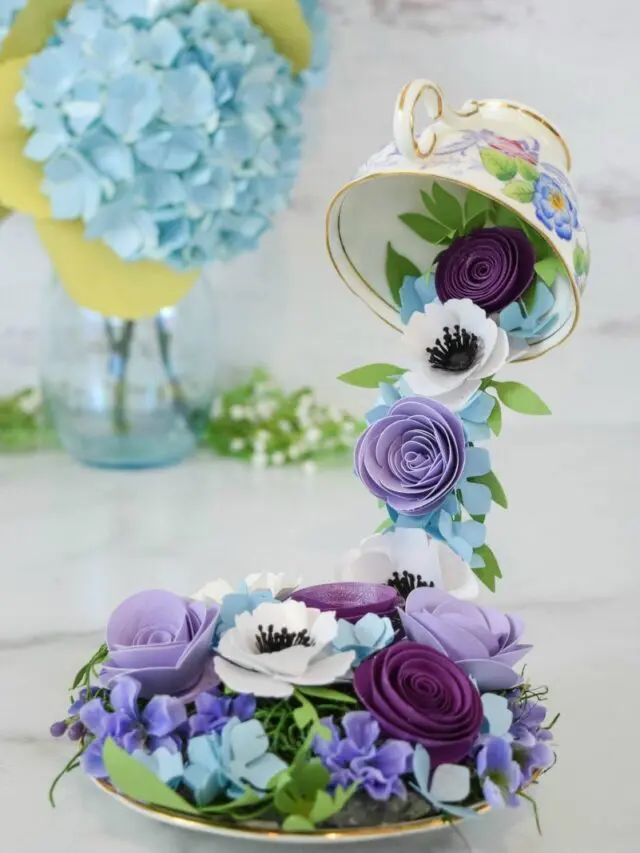 How to Make a Floating Tea Cups with Cascading Paper Flowers Story