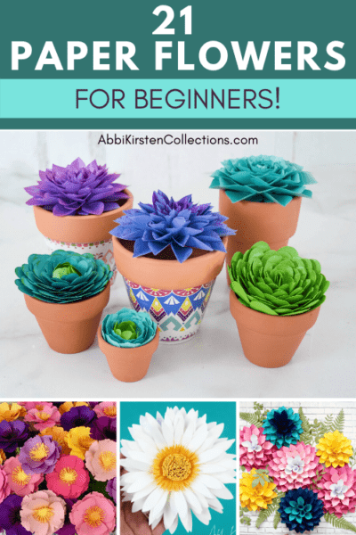 Easy paper flowers for beginners. DIY flower templates for cutting machine or cutting by hand with scissors. 