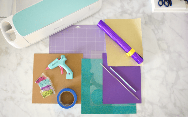 Supplies for DIY confetti cake topper