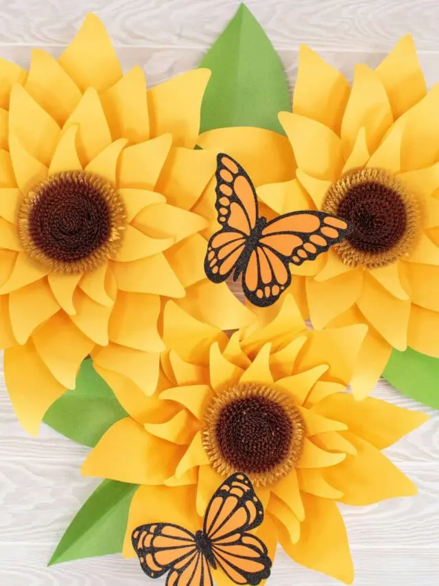 Giant Paper Sunflower Tutorial – Paper Flower SVG and PDF Printable Templates Story