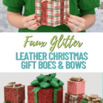 DIY Decorative Christmas Gift Boxes with Faux Glitter Leather