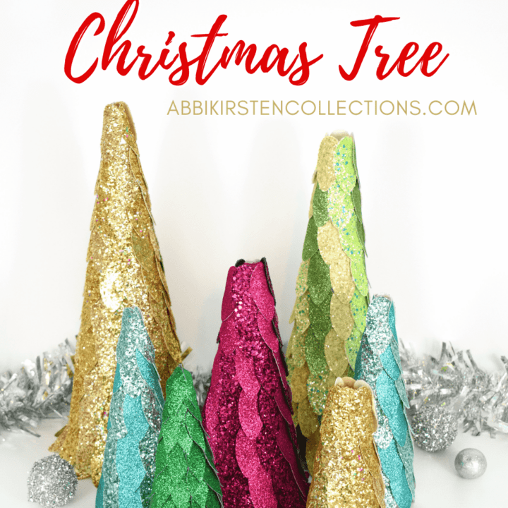 DIY Faux Glitter Leather Cone Christmas Tree Craft – Free Templates