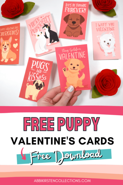 Free puppy valentines cards with coloring pages for kids.