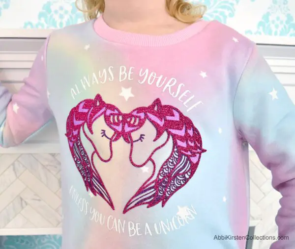 How to layer iron on glitter vinyl. Unicorn shirt project.