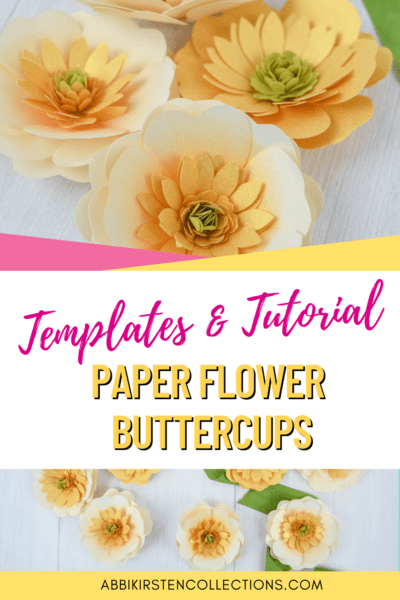 Create simple paper buttercup flowers easiest for beginners and kids. Download the SVG cut files and printable templates to make your own.