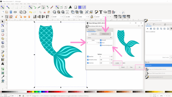 How to trace clipart in Inkscape.