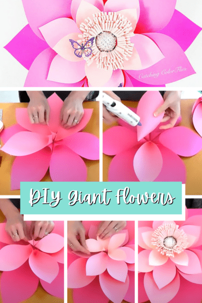 DIY Hawaiian paper flowers. How to make tropical paper flowers for summer party decorations. Download the flower template printables or SVG cut files for your Cricut.