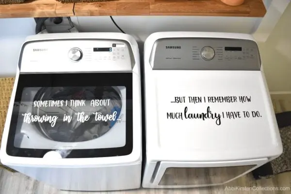 Laundry room vinyl decal.