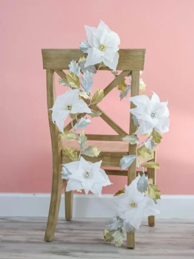 DIY Paper Poinsettia and Holly Leaf Christmas Garland Story