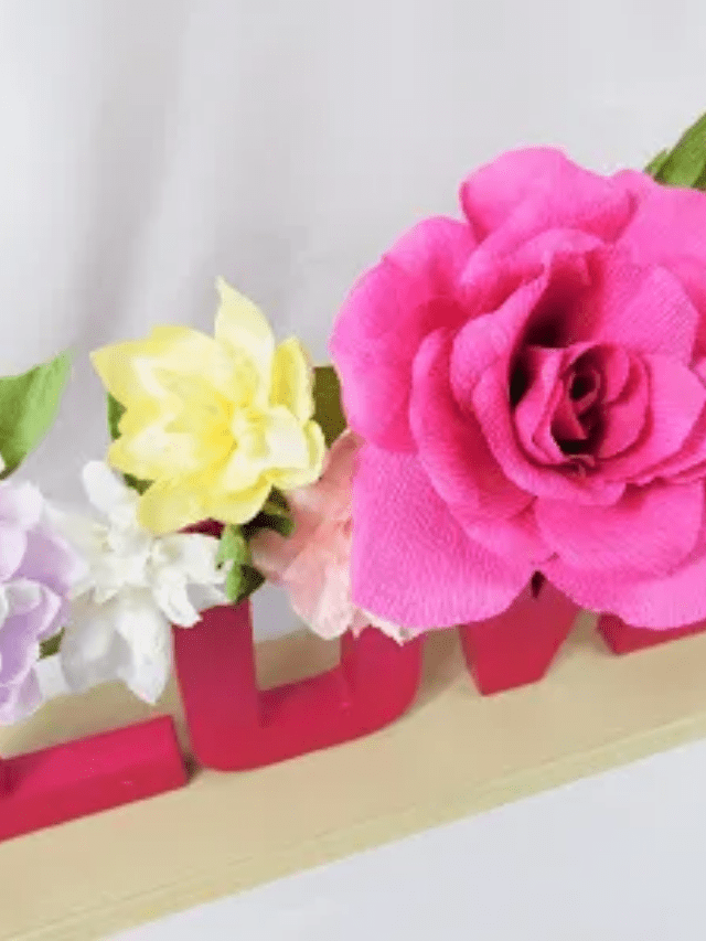 DIY Typography Vase With Crepe Paper Flowers Story