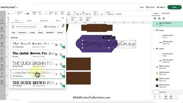 How to type out a writing font in Design Space