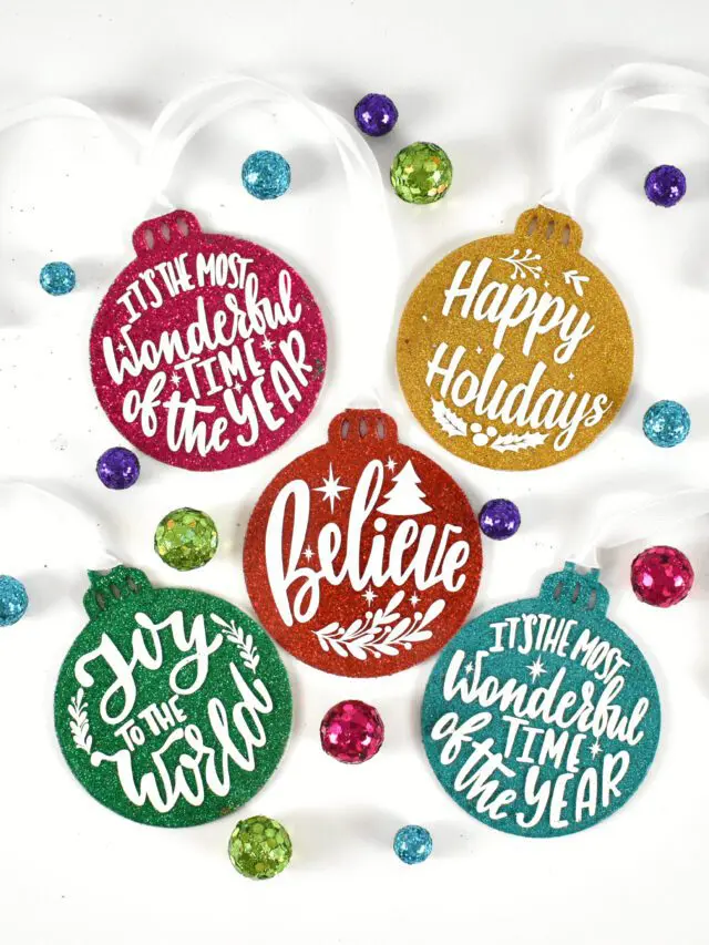 DIY glitter ornaments with acrylic disks