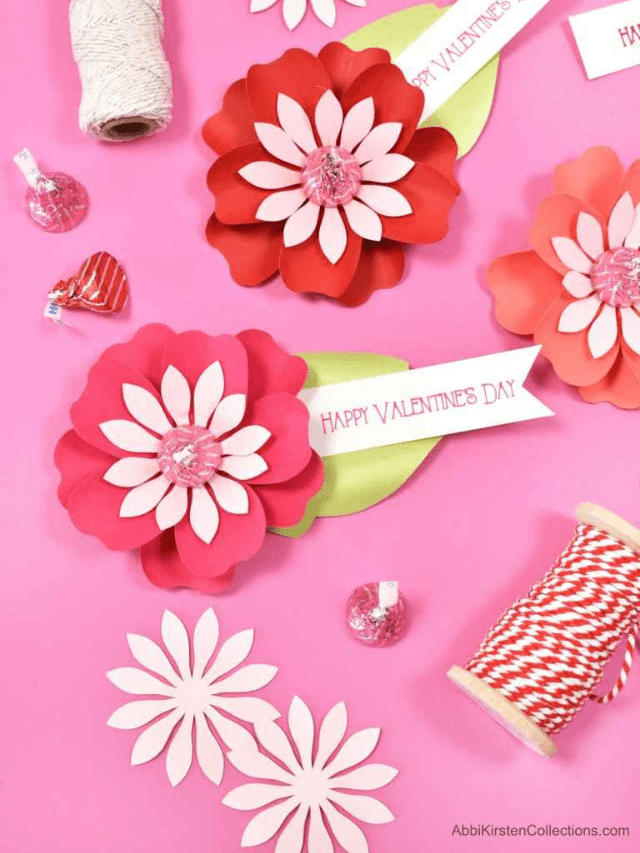 DIY Paper Flower Kiss Candy Valentines Craft Story