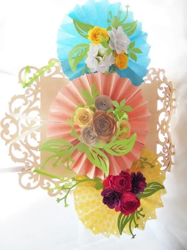 DIY Paper Rosette Hanging Fan with Decorative Paper Flowers cover