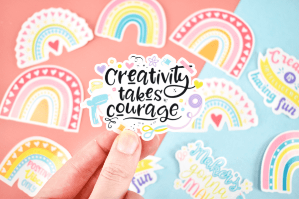 How to make easy Print Then Cut stickers with your Cricut machine. Download free sticker image templates.