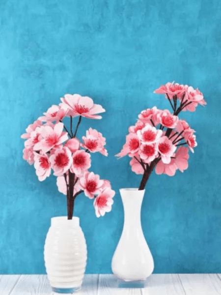 DIY Paper Flower Cherry Blossom flowers for Spring with Free Templates