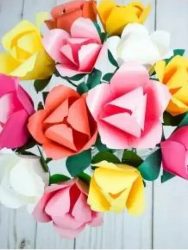 closeup shot of paper tulip flowers in assorted colors