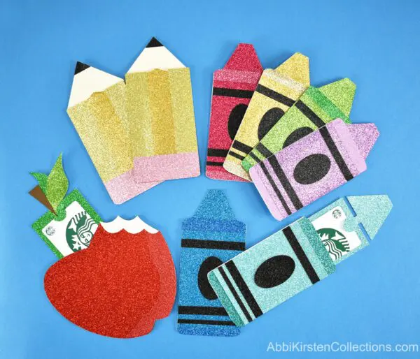 Easy DIY gift card holder made with Cricut. Free teacher appreciation gift card SVG cut files for Cricut. 