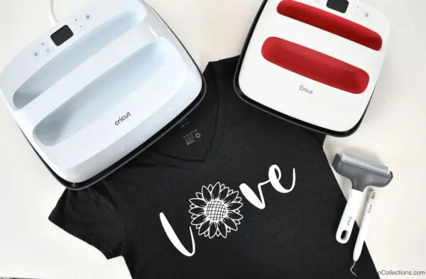 Cricut EasyPress 2 and 3 comparison with a t-shit project. 