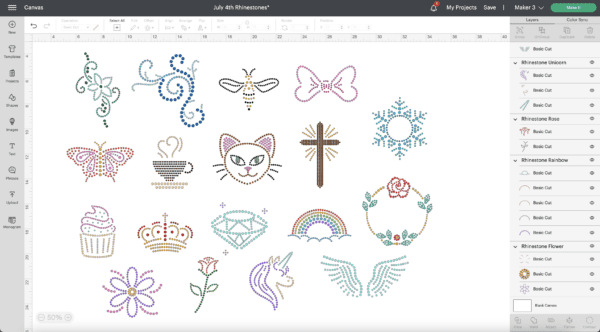 Cricut design space rhinestone designs for Access subscribers