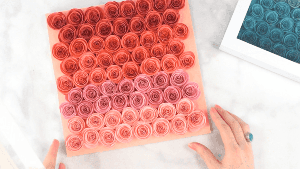 Pink ombre rolled rosette flowers.