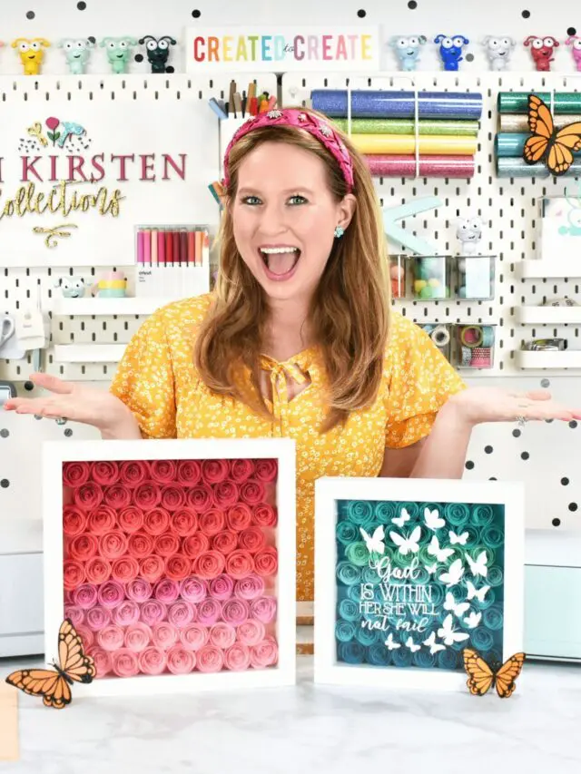 Rolled Paper Flower Shadow Box With Cricut with Free Templates Story