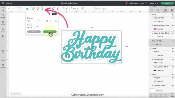 A screenshot of the contour tool in Cricut Design Space.