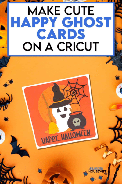 Halloween -orange and black ghost card made with Cricut