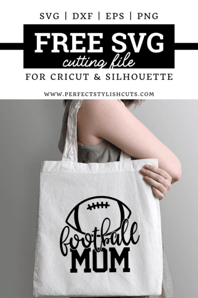 The images shows a football Mom SVG file on a white tote bag