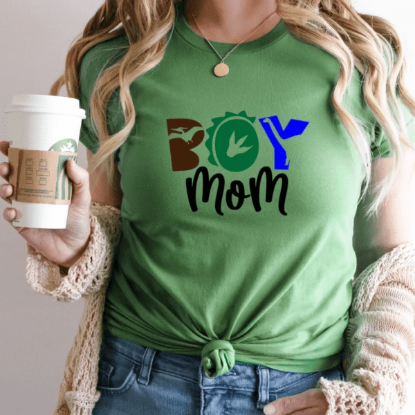 The image shows a Boy Mom SVG cut file for Cricut