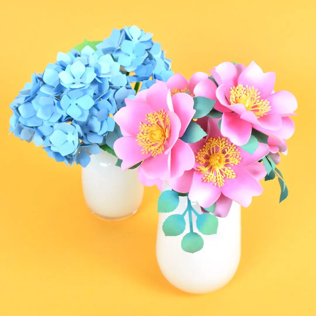 paper flowers on stems