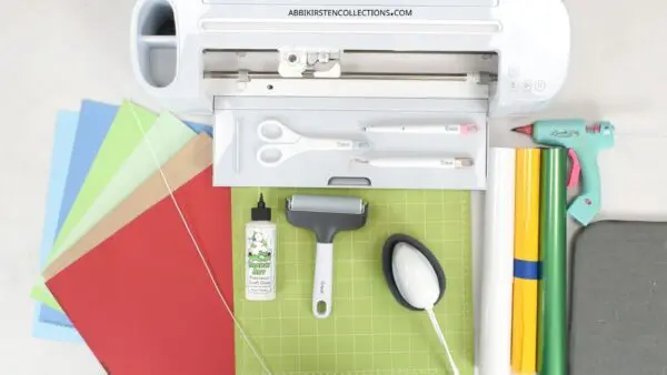 Supplies for making DIY cards with Cricut. 