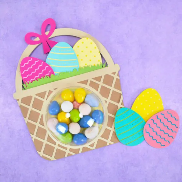 Easter basket candy holder made from cardstock paper.