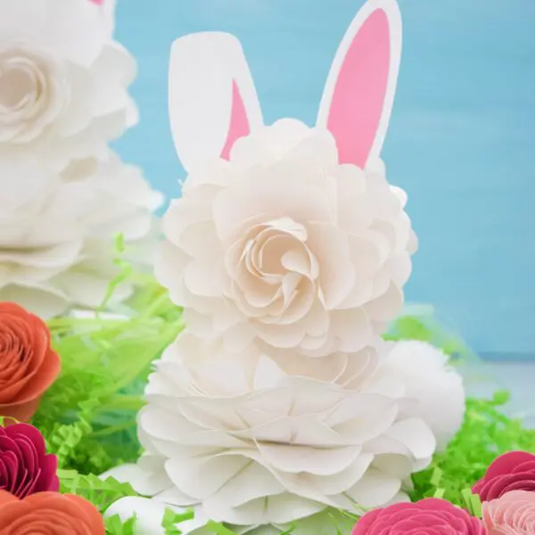 Make these Easter bunny blooms made from cardstock for springtime.