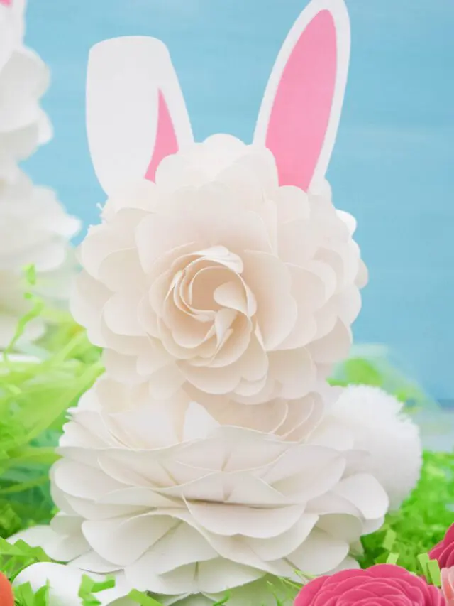 Make these Easter bunny blooms made from cardstock for springtime.