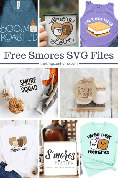 Free download of this white t-shirt with text S'More Squad and wood design with text The S-More The Merrier!