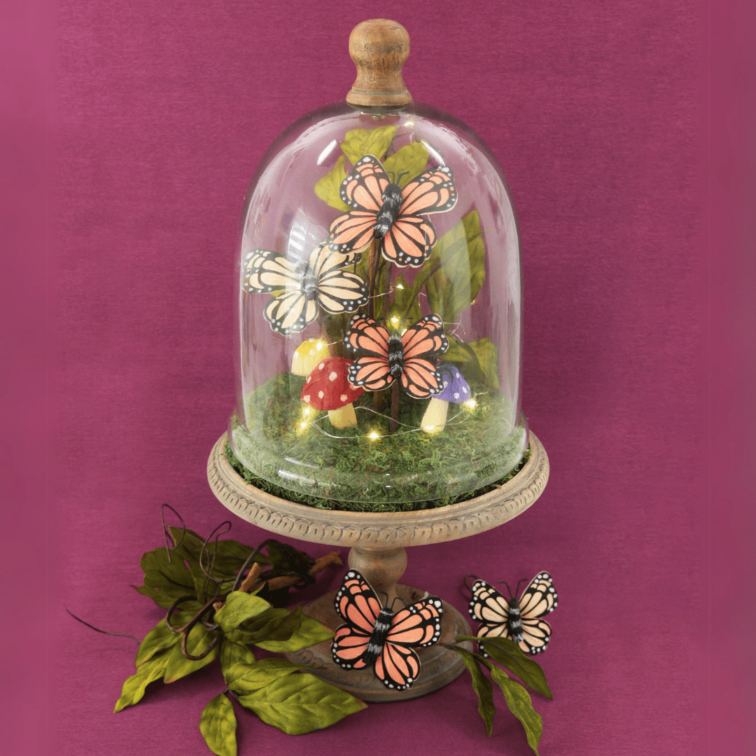 Crepe paper butterfly dome arrangement