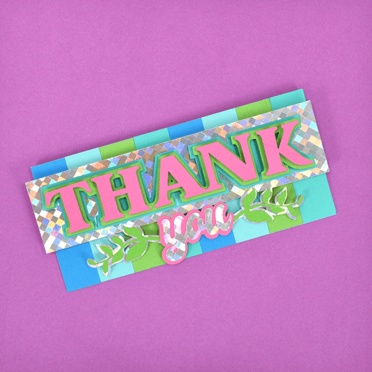 Thank You card in pink letters